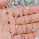 1M Stainless Steel Natural Stone Beaded Chain for DIY Jewelry Making