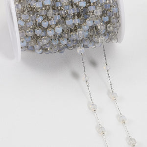 1M Stainless Steel Natural Stone Beaded Chain for DIY Jewelry Making