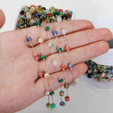 1M Stainless Steel Natural Stone Beaded Chain for DIY Jewelry Making