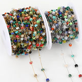 1M Stainless Steel Natural Stone Beaded Chain for DIY Jewelry Making