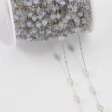 1M Stainless Steel Natural Stone Beaded Chain for DIY Jewelry Making