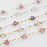 1M Stainless Steel Natural Stone Beaded Chain for DIY Jewelry Making