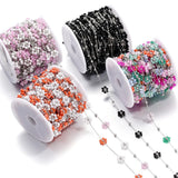 Stainless Steel Pink Crystal Flower Stone Beads Chain for DIY Jewelry