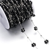 Stainless Steel Pink Crystal Flower Stone Beads Chain for DIY Jewelry