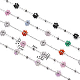Stainless Steel Pink Crystal Flower Stone Beads Chain for DIY Jewelry