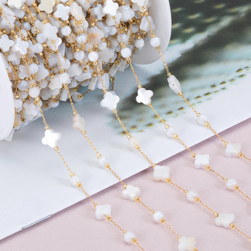 1Meter Stainless Steel Shell Beads Chain DIY Necklace Bracelet Supplies