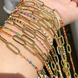 Big Hole Chain Plating Copper Wire Wrapped Rosary Chain