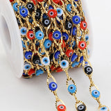 Stainless Steel Evil Eye Chains Turkey Eye Charm Beaded Chains