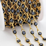 Stainless Steel Evil Eye Chains Turkey Eye Charm Beaded Chains