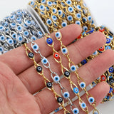 Stainless Steel Evil Eye Chains Turkey Eye Charm Beaded Chains