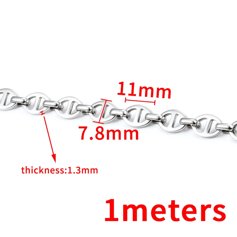 Stainless Steel 7.8mm Oval Chains Jewelry Making Supplies DIY Charms