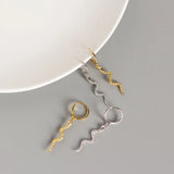 925 Sterling Silver Snake Hoop Huggie Earrings White/Gold