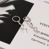 925 Sterling Silver Snake Hoop Huggie Earrings White/Gold