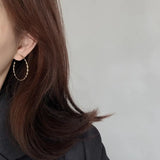 925 Sterling Silver Twisted Roped Big Round Circle Stud Earrings TLE927