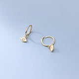 925 Silver CZ Eye Hoop Huggie Earrings