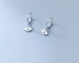 925 Silver CZ Eye Hoop Huggie Earrings