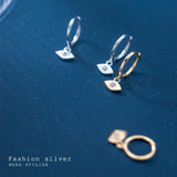 925 Silver CZ Eye Hoop Huggie Earrings