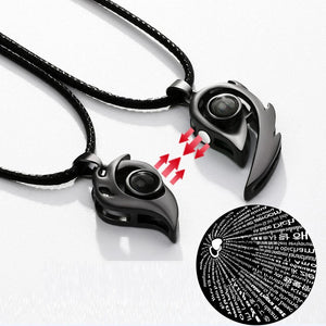 Stainless Steel I Love You Projection Magnetic Couple Necklace Heart Jewelry