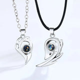 Stainless Steel I Love You Projection Magnetic Couple Necklace Heart Jewelry