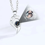 Stainless Steel I Love You Projection Magnetic Couple Necklace Heart Jewelry