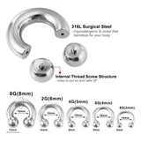 Surgical Steel Septum Piercing Ear Gauge Circular Barbells Horseshoe Ear Weights