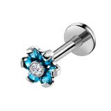 1.2*8mm CZ Flower Labret Lip Ring Stud