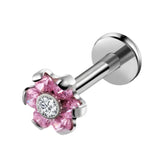 1.2*8mm CZ Flower Labret Lip Ring Stud