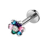 1.2*8mm CZ Flower Labret Lip Ring Stud
