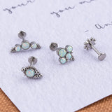 1PC 1.2X8mm Opal Stone Stud Earring Lip Ring Flat Back Cartilage Earring