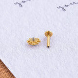 1PC 1.2X8mm Opal Stone Stud Earring Lip Ring Flat Back Cartilage Earring