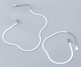925 Sterling Silver Flat Chain Anklet Bracelet Women's GTLS884