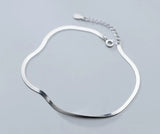 925 Sterling Silver Flat Chain Anklet Bracelet Women's GTLS884