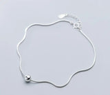 925 Sterling Silver Snakebone & Europe Beads Anklet Bracelet Women's GTLS882