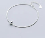925 Sterling Silver Snakebone & Europe Beads Anklet Bracelet Women's GTLS882