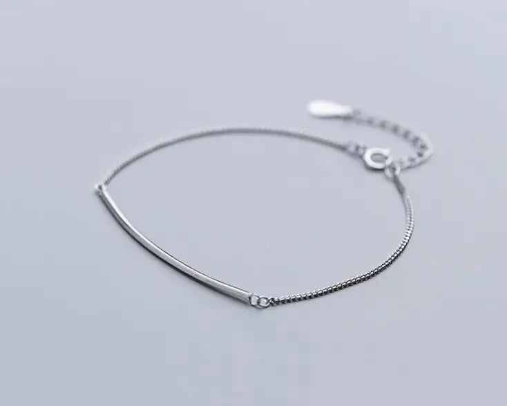 925 Sterling Silver Lucky Bar Anklet Bracelet GTLS880
