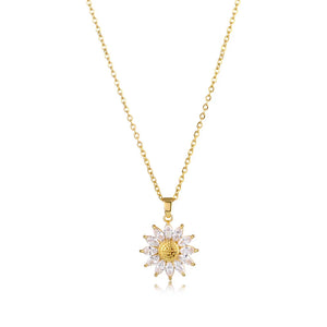 Sunflower Clavicle Necklace Choker Shining Crystal Pendant Jewelry