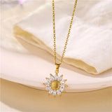 Sunflower Clavicle Necklace Choker Shining Crystal Pendant Jewelry
