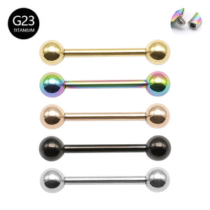 14G Titanium Woman Nipple Piercing Tongue Ring Straight Barbells