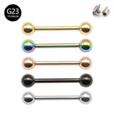 14G Titanium Woman Nipple Piercing Tongue Ring Straight Barbells