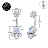 14G Titanium Navel Ring with Zircon & Opal, Female Body Piercing Jewelry