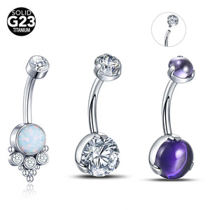 14G Opal Stone Belly Button Ring Titanium Piercing Sexy Jewelry