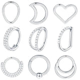 16G Surgical Steel Septum Nose Hoop Clicker CZ Stone Earrings