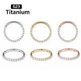 16G Stainless Steel Hoop High Zircon Clicker Nose Rings