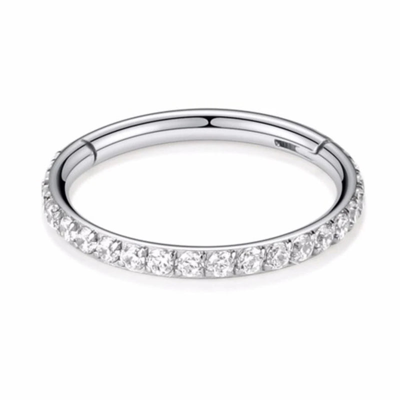 16G Stainless Steel Hoop High Zircon Clicker Nose Rings