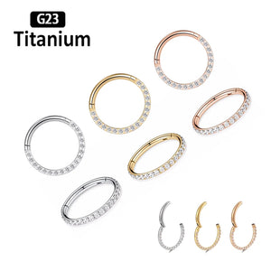 16G Stainless Steel Hoop High Zircon Clicker Nose Rings