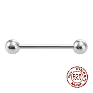 925 Sterling Silver Tongue Nipple Rings 14G Barbell Women Body Piercing Jewelry