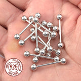 925 Sterling Silver Tongue Nipple Rings 14G Barbell Women Body Piercing Jewelry