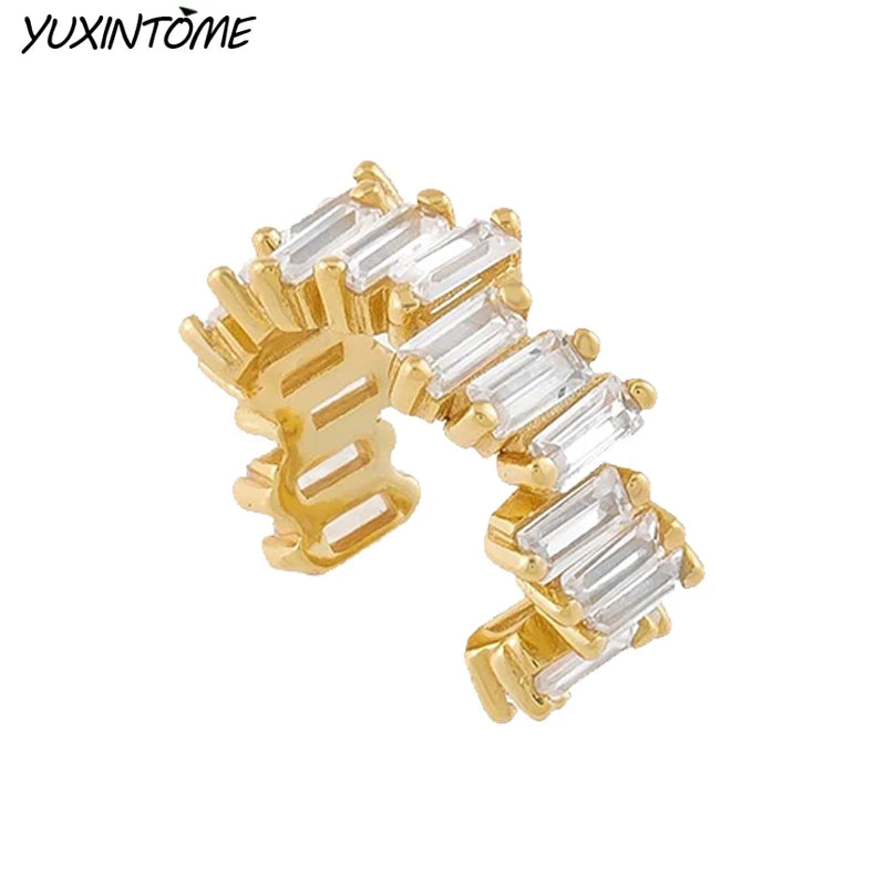 18K CZ Ear Cuff Non Perforated Clip Earrings