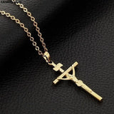 Men Cross Pendant Necklace Jesus Cross Chain Necklace Punk Religious Jewelry