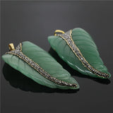 Leaf Shape Rhinestone Pendant Charms for Women